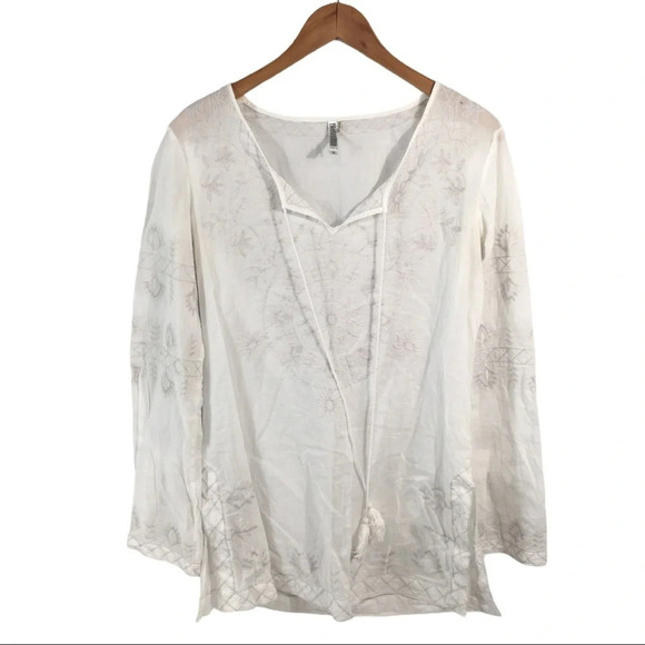 WS477 Monoreno Embroidered Boho Blouse Top M - Picture 3 of 7